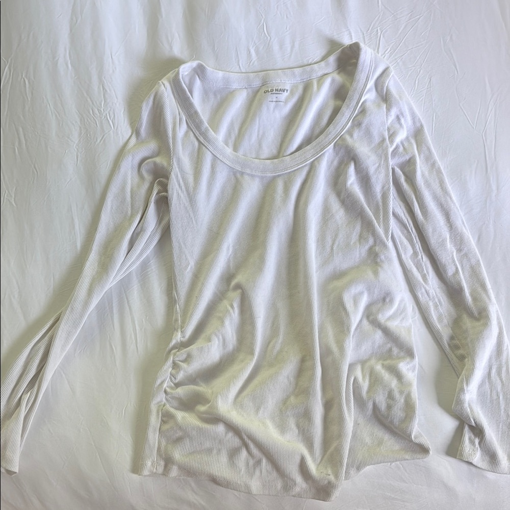 Old Navy Women's White Ribber Maternity Long Sleeve Top Small